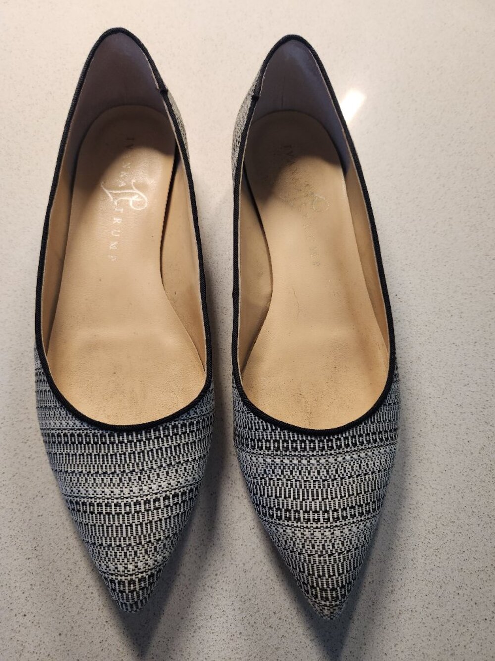 Ivanka Trump Black & White Pointed-Toe Flats